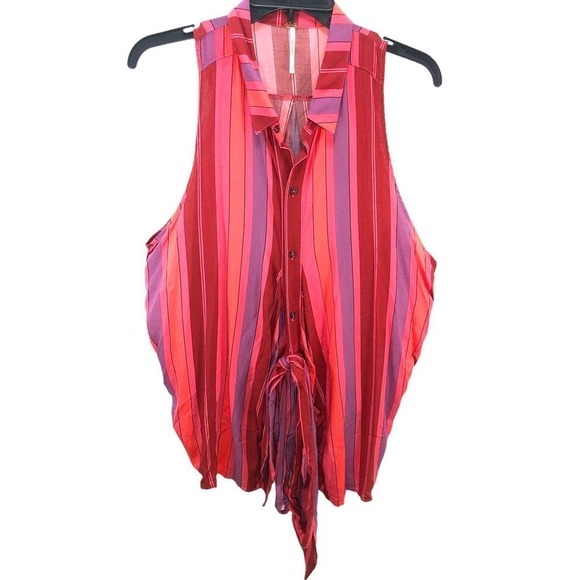 Free People Mackenzie Wrap Button-Up Sleeveless Top Floral Combo Small NWT - Picture 5 of 12